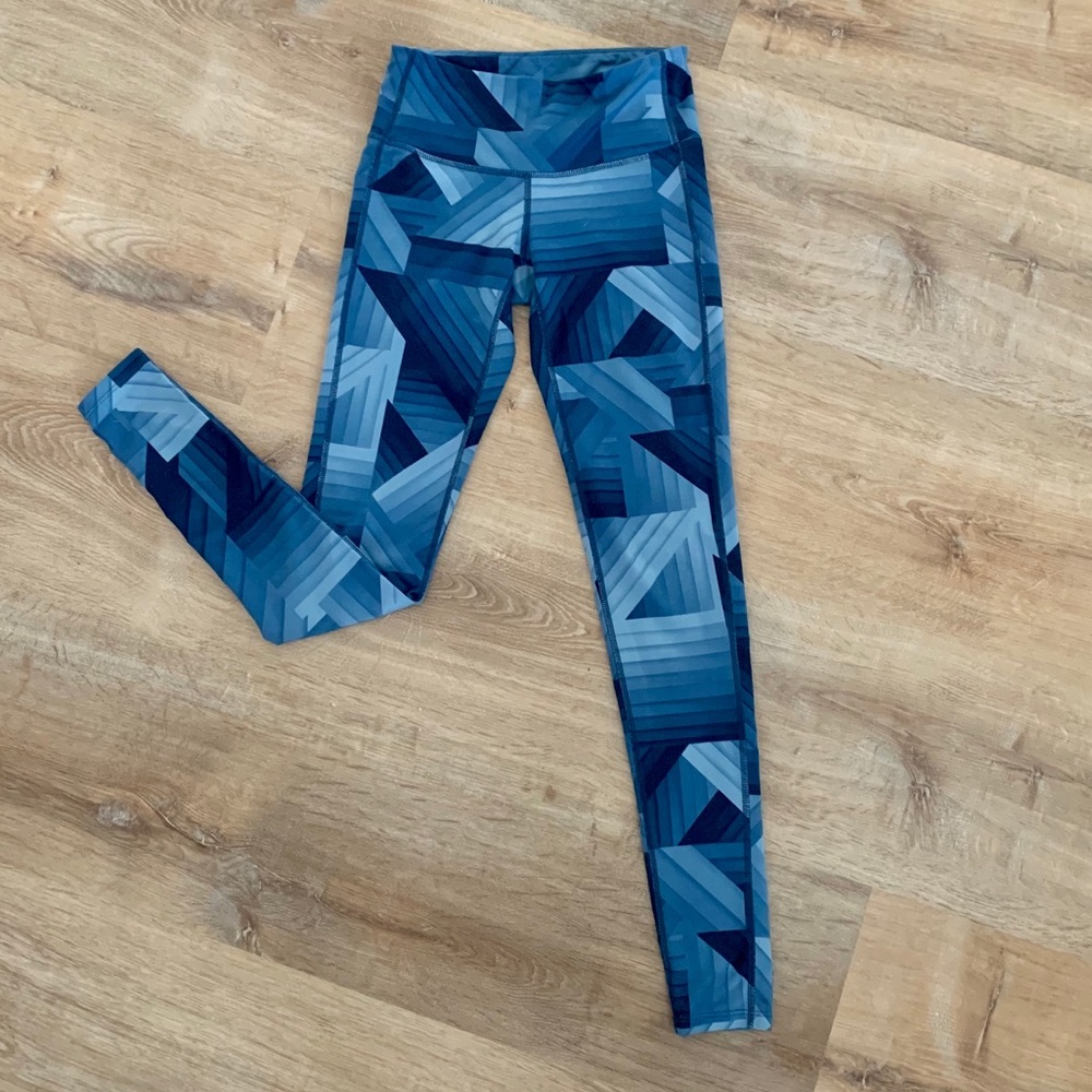 Athleta blue geometric leggings | XXS